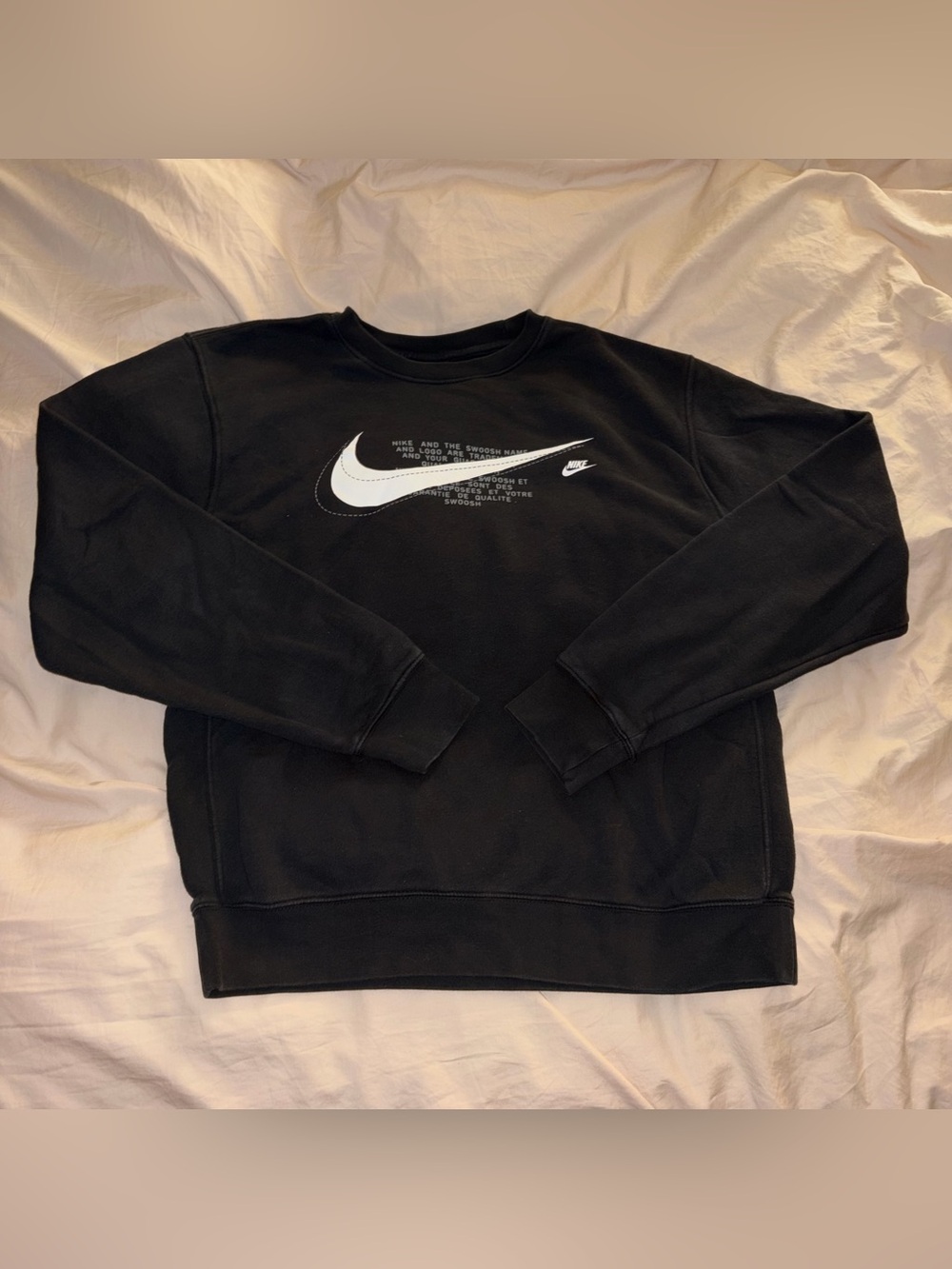 Nike Black Graphic Crewneck Sweatshirt with White Swoosh size M